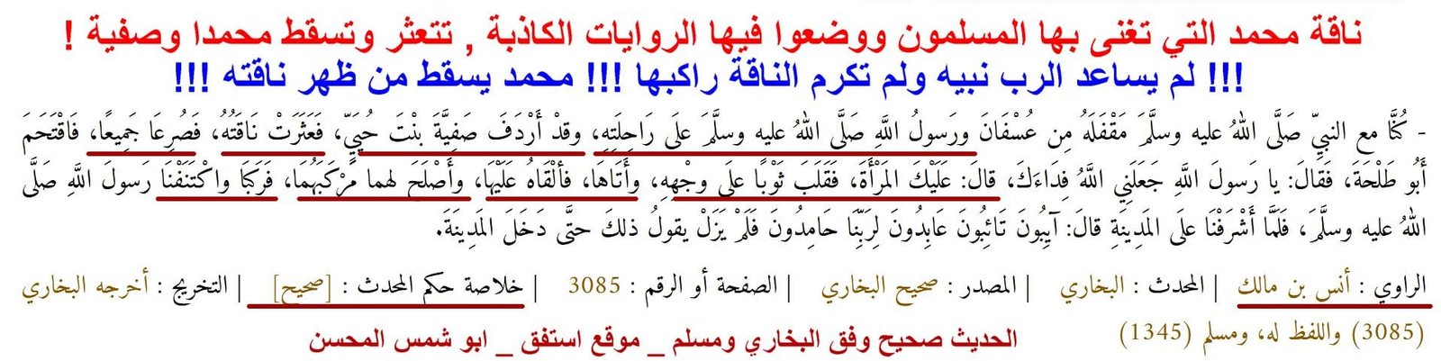 الحديث صحيح وفق البخاري ومسلم ومروي بعدة طرق .